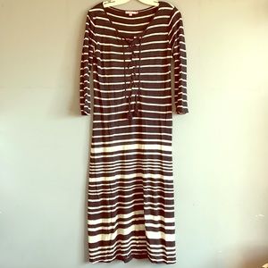 Calypso Lightweight Striped Lace Up Maxi Dress